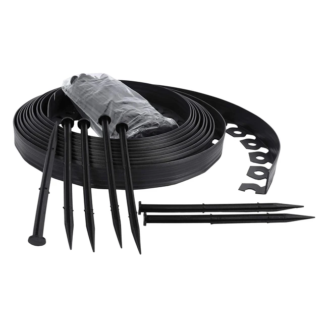 Borde de Plástico Flexible para Césped - 10m - Negro