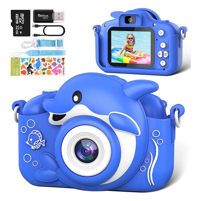 Appareil photo enfant Hangrui 20 pouces - Caméra numérique rechargeable - Vidéo HD 1080p - Cadeau jouet pour filles et garçons de 3 à 10 ans