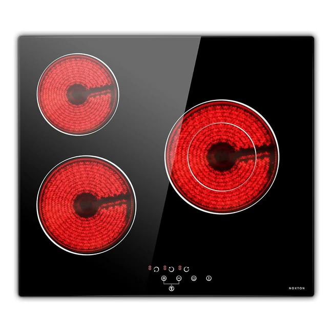 Placa vitrocerámica Noxton 3 fuegos, estufas eléctricas de cocina, 60cm, anillo extendido, cerradura de seguridad