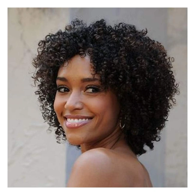 Perruque Afro Femme Courte Boucle Afro Vrai Cheveux Naturelle