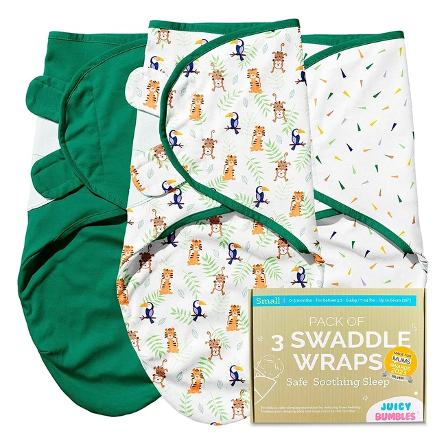 Juicy Bumbles Swaddle Blanket - 100% Cotton - Set of 3 - Essential for Newborn Baby Boy and Girl