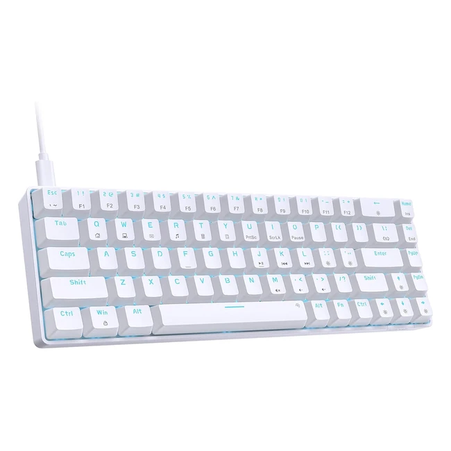 Clavier Gamer Mécanique Dierya T68SE - Interrupteur Marron - 68 Touches - Rétroéclairage LED - Layout US - Blanc