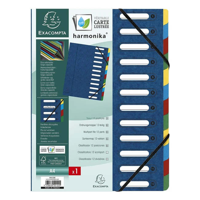 Exacompta Harmonika 55122E Organiser-Mappe Blau, 12 Fächer