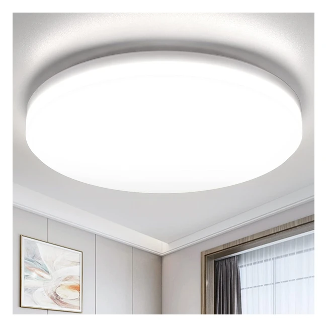 OOWOLF Ceiling Lights 24W 30cm 5500K Cool White LED - Waterproof IP20