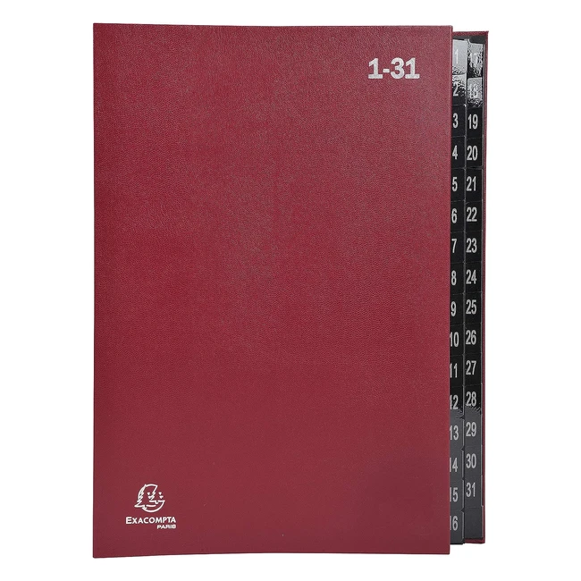 Exacompta 57035E Schreibtischorganizer aus extra starkem Karton 32 Fächer 131 für DIN A4 Sichtlöcher Kunststoffverstärkte Register Erweiterbare Datei Erweiterbare Datei Rot