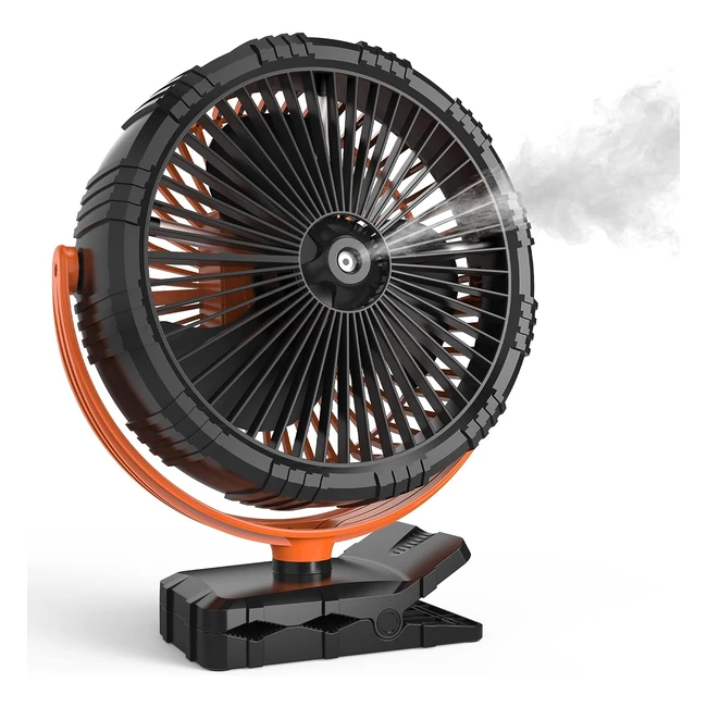 Ventilador Nebulizador 8 Pulgadas Clip Batería Recargable 10000mAh 3 Velocidades 360°