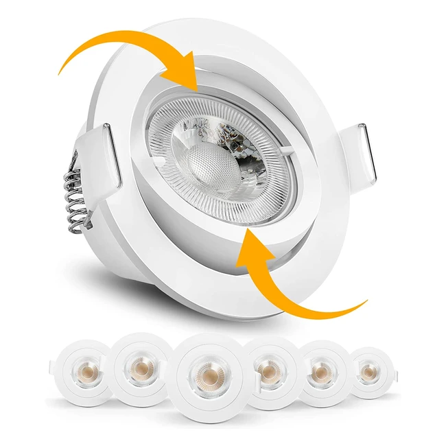 Orein LED Spots Recessed Ceiling Downlights Adjustable IP23 3000K 45W 450lm - 6 Pack