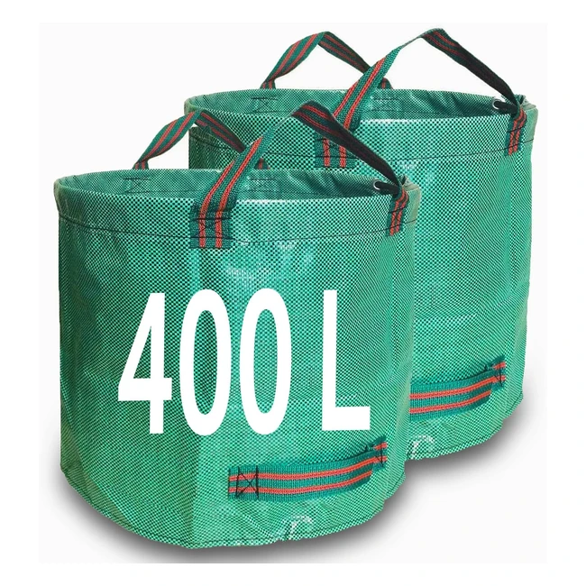 Singwow Garden Waste Bags 400L x 2 - Heavy Duty Reusable Sacks for Garden Waste