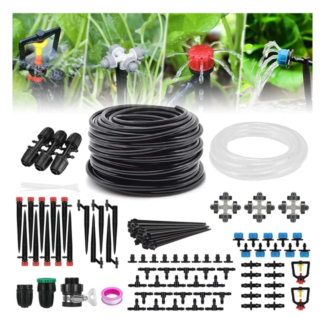Kit irrigazione goccia giardino - Hotelvs 40m3m - Sprinkler regolabile e dripper - Sistema irrigazione giardino