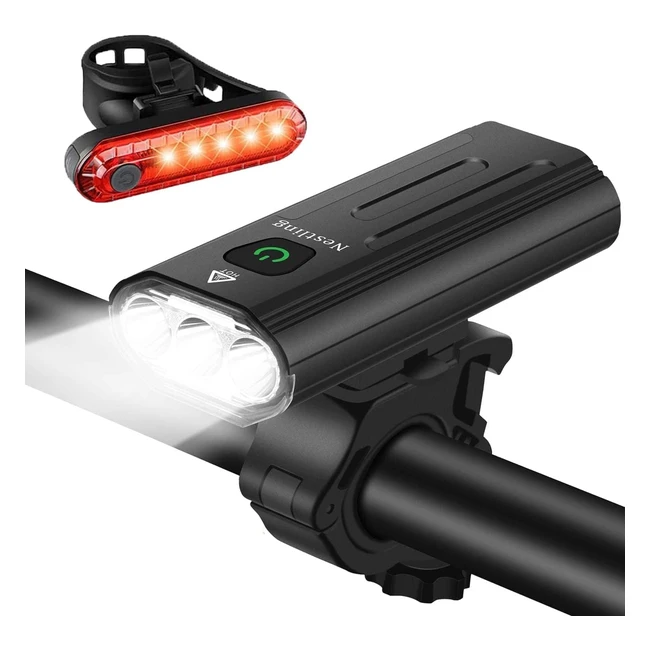 Nestling Luz Bicicleta LED Recargable USB3000 Lumen 5200 mAh - Potente Luces Bicicleta Delantera y Trasera - 5 Modos - Impermeable - Seguridad Ciclismo