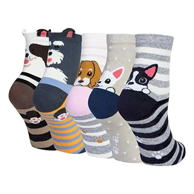 Cozy Chalier Women Socks - Funny Cute Animal Cat Dog - One Size - Gifts