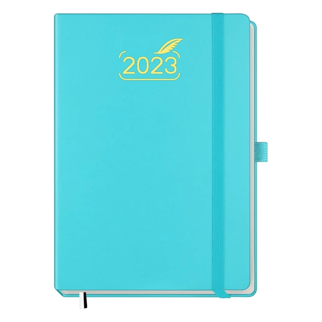 Agenda 2023 A5 Blu Cielo con Copertina Rigida - Settimanale Verticale - 80gm Carta Certificata FSC - Planner con Porta Penna
