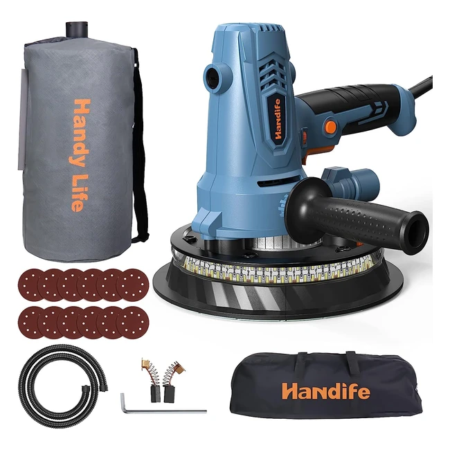Levigatrice per Muro Handife 800W - Raccolta Automatica Polvere - LED a Due Piani - 12 Dischi Abrasivi