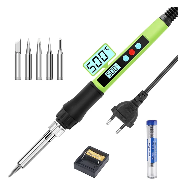 Kit de soudure LeaderPro 100W, température réglable 180-500°C, avec interrupteur on/off et 5 pointes de rechange