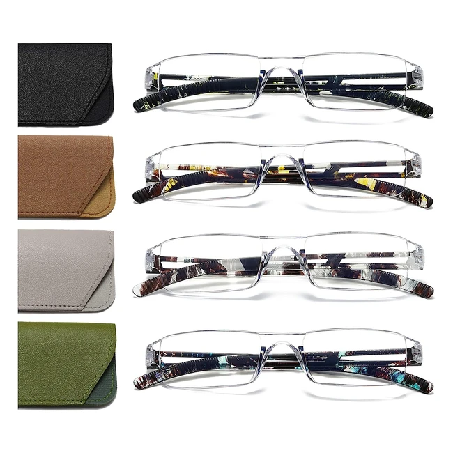 Hubeye Occhiali da Lettura Ultraleggeri Anti Luce Blu - 4 Paia - Montatura Trasparente - Uomo e Donna