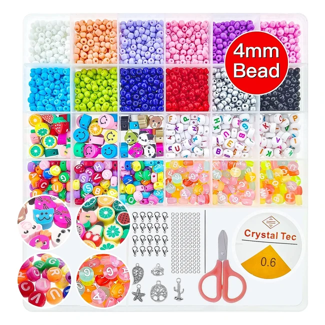 Perline per braccialetti 4mm kit fai da te con lettere beads - Acquista ora