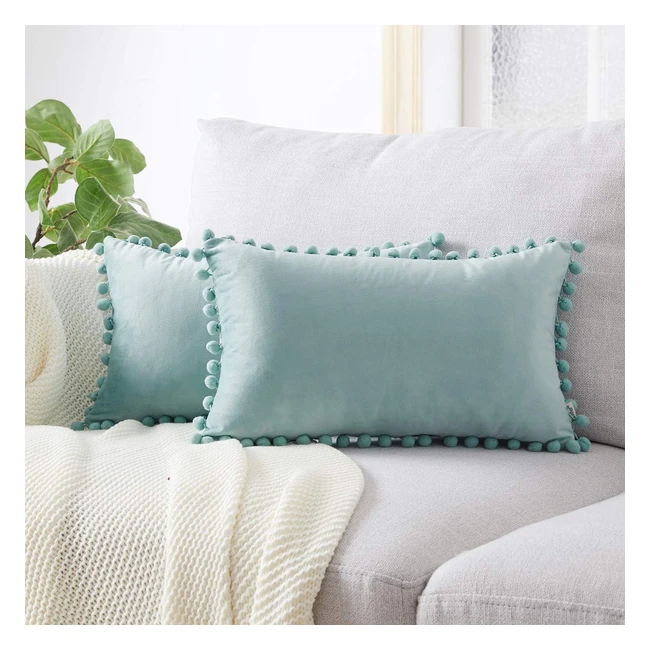 Topfinel Rectangle 30x50cm Duck Egg Blue Cushion Cover - Soft Throw Pillow Covers for Sofa Chair - Pack of 2