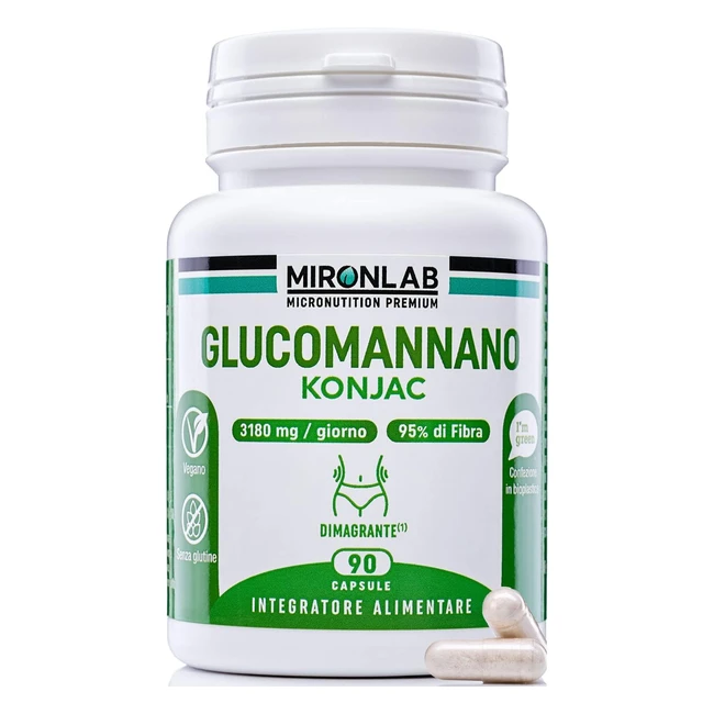 Glucomannano Blocca Fame Naturale - Dimagrante Forte 3021mg - 95% Fibre - 90 Capsule Vegane