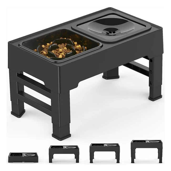 Gamelle surélevée ajustable pour chien - Réduit le stress et favorise une posture saine - Antiglouton et anticlaboussure - Taille moyenne et grande