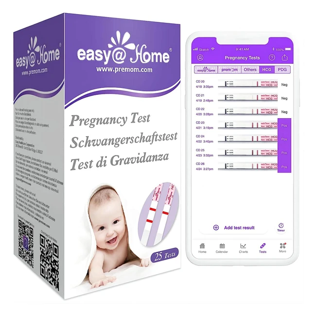 easyhome Pregnancy Test Strips - Early Detection - 25 Strips - 10 mIUml - Fast 