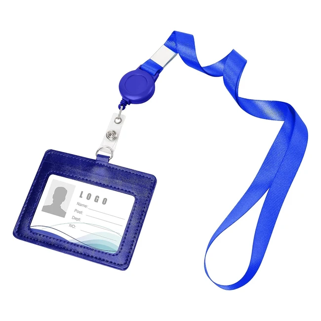 Porta Badge in Pelle PU Vicloon con Finestra ID e Slot per Carte - Blu Scuro