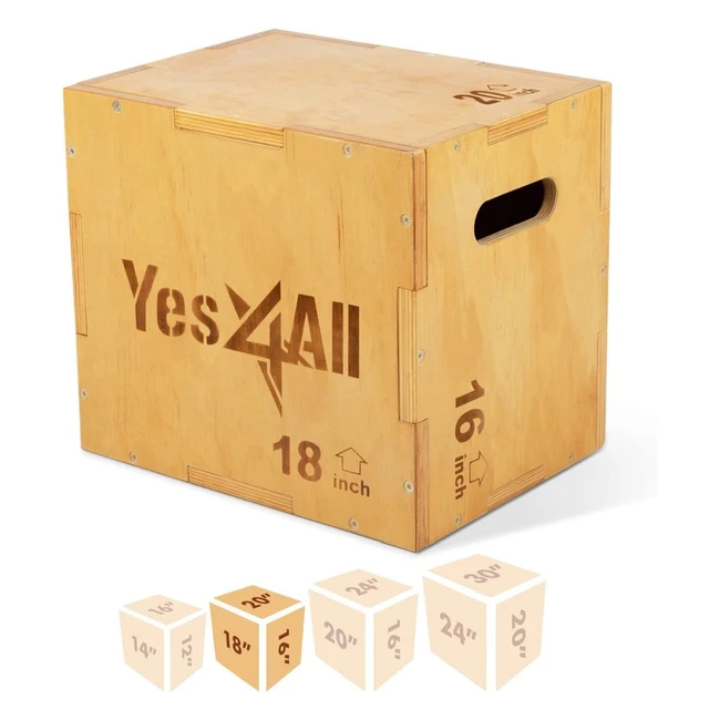 Yes4All 3-in-1 Wooden Plyo Box - Jump Higher Throw Farther Hit Harder