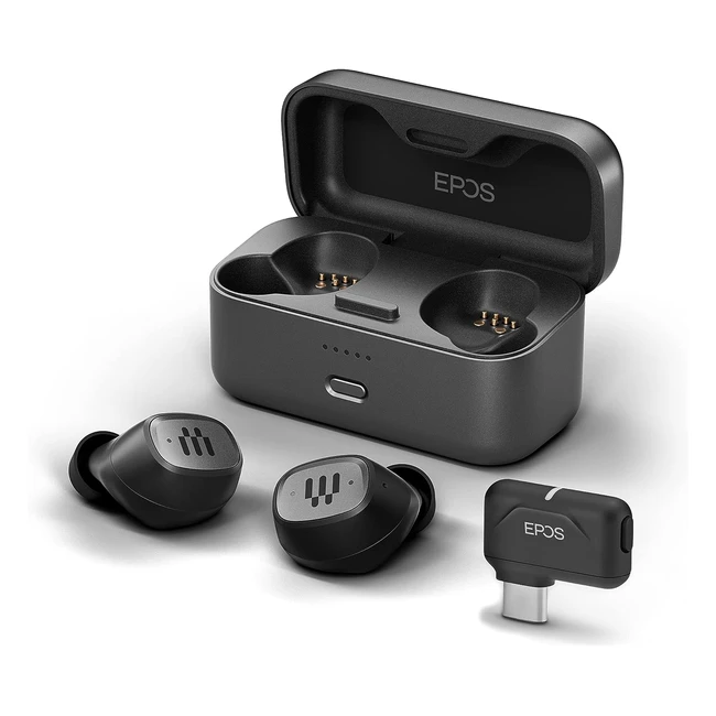 EPOS GTW 270 Hybrid - Écouteurs sans fil gaming, Bluetooth, Réduction de bruit, Micros ergonomiques, Étanches IPX5, 20h de jeu