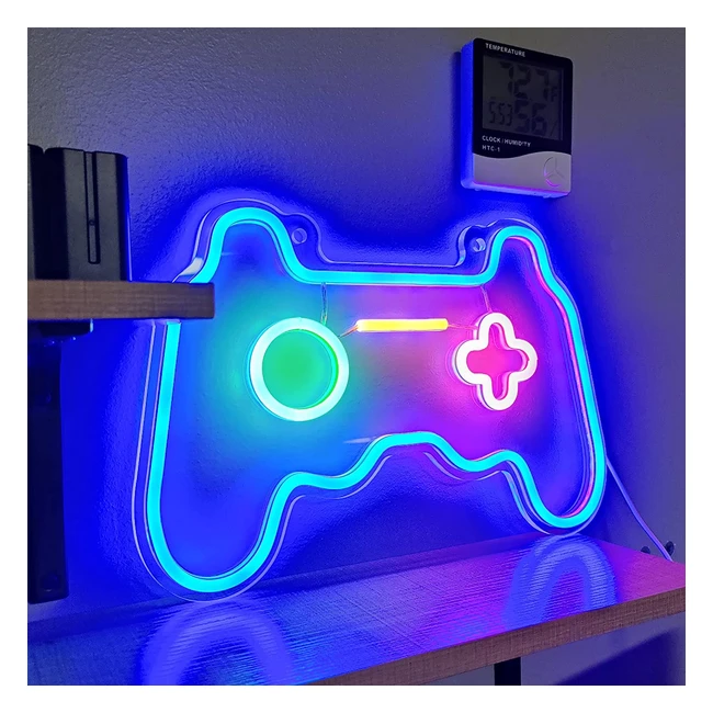 Manette de jeu LED néon - Lumière décorative pour chambre, salle de jeux, bar - Cadeau de décoration de fête