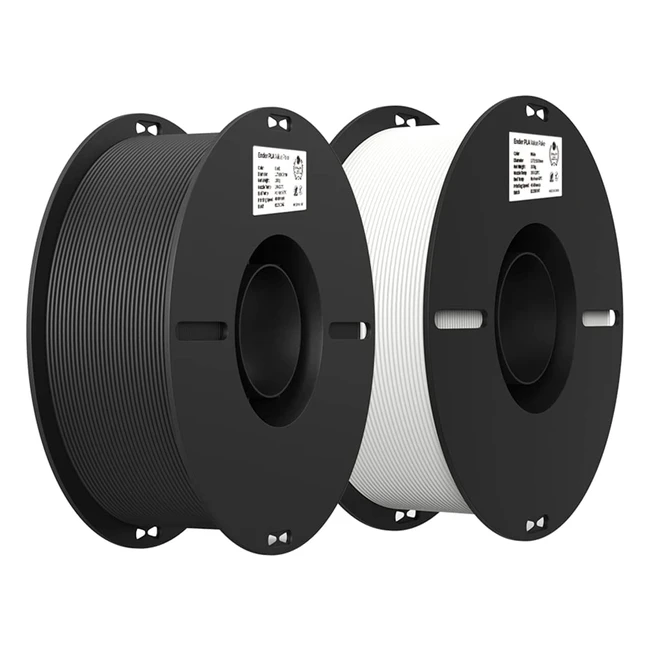 Creality PLA Filament 175mm - 2kg Spool - Dimensional Accuracy 0.02mm - Black/White - 2 Pack