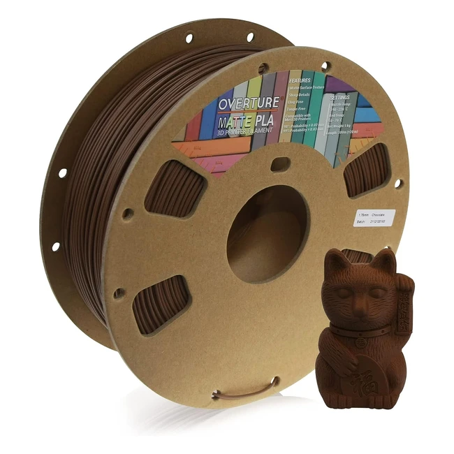Overture PLA Filament 175mm - Matte - 1kg Spool - Dimensional Accuracy 0.03mm - Fit Most FDM Printers
