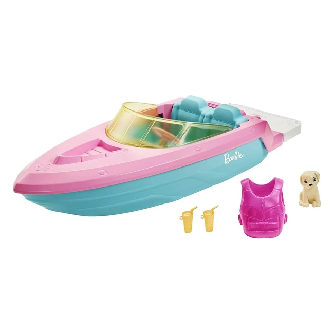 Barbie Boat with Puppy - Fits 3 Dolls - Floats in Water - Great Gift for 3-7 Yea