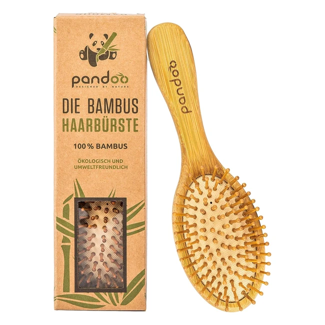 Spazzola per capelli in bambù naturale - Pandoo - Setole morbide - Vegano - Detangler