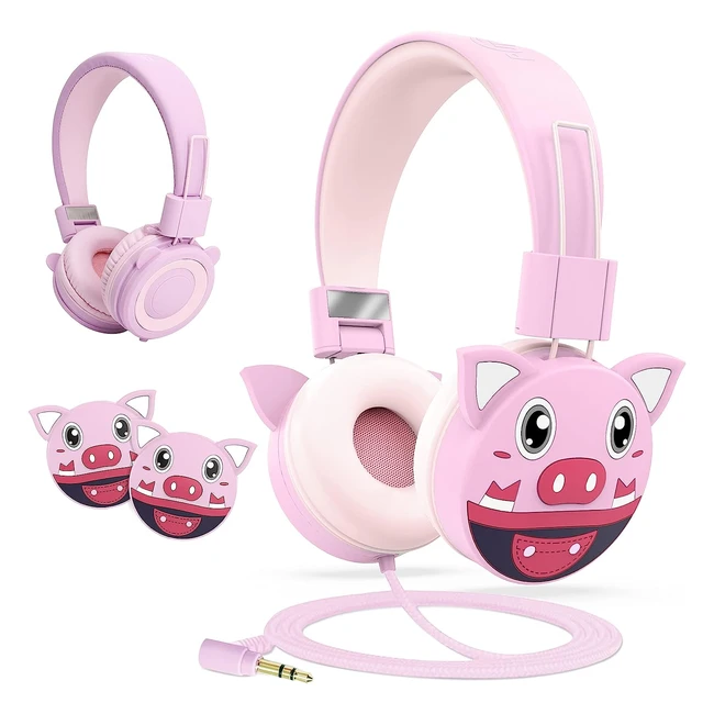 Casque audio enfants Puersit - Limitateur de volume 85 dB - Casque pliable pour l'école et les voyages - Compatible avec les téléphones et tablettes
