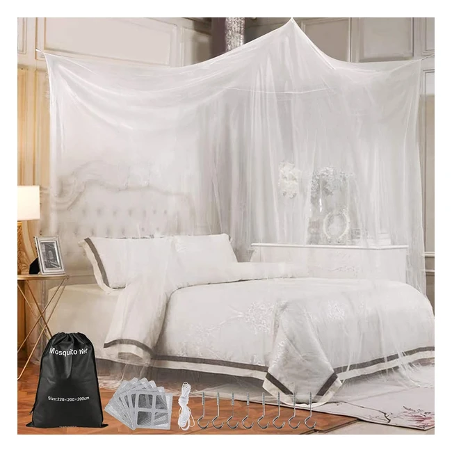 Moustiquaire Nabance 220x200x200cm - Lit Simple/Double - Installation Facile - Haute Résistance - Sac de Voyage