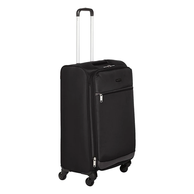 Amazon Basics Reisetrolley, Polyester, Schwarz, 74 cm, erweiterbarer Stauraum, 4 Doppelräder