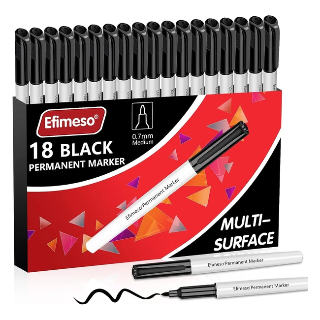Rotuladores permanentes finos 18 unidades - Secado rápido - Resistente al agua