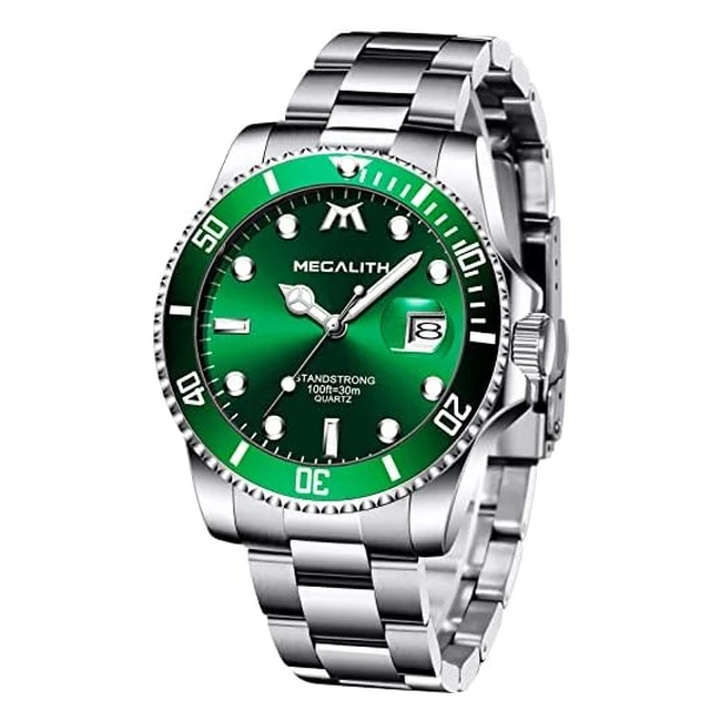 Reloj Megalith Hombre 40mm Analógico Cuero Impermeable Calendario Lujo