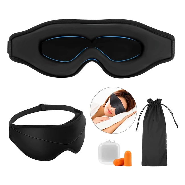 Masque de nuit doux pour homme et femme - Profitez d'un sommeil profond avec le masque de sommeil ergonomique 3D - Référence: sommeil13mm