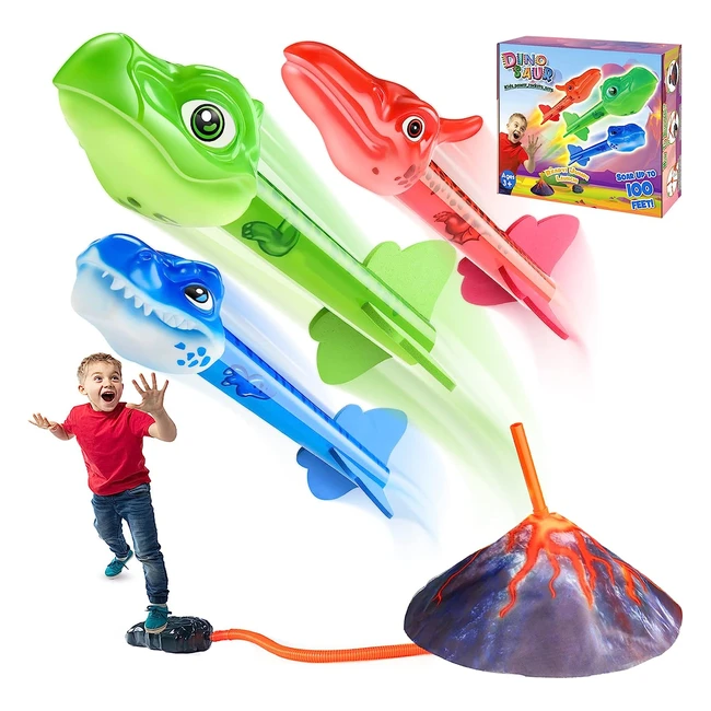 Anginne Dinosaur Toys for 38 Years Old Boys - Garden Games Toys 310 Years Old Boys Girls - Gifts for Kids - Stomp Toy Rockets - Girls Boys Toys Age 38 - Birthday Gifts for Kids - Outdoor Toys
