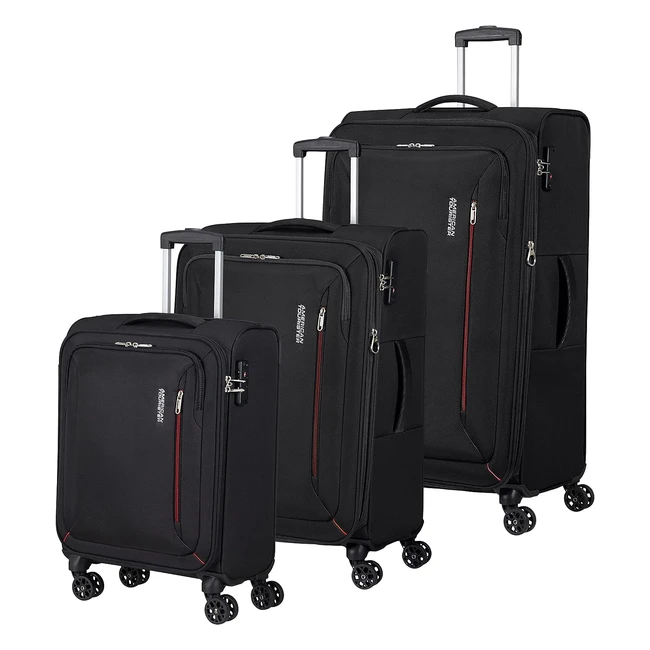 American Tourister Hyperspeed Kofferset 3-teilig Schwarz Jet Black - Hochwertiges Reisegepäck