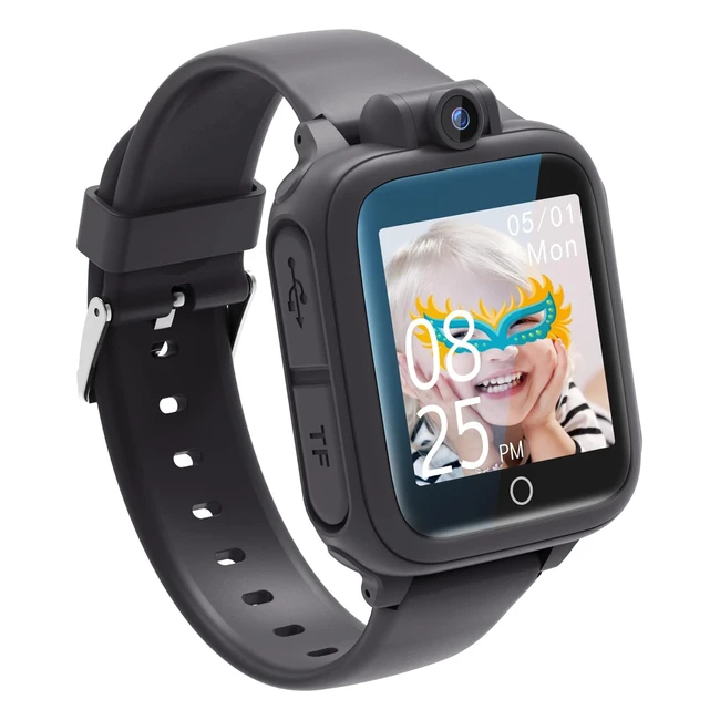 Montre Intelligente Enfant AWATTY - Caméra Rotative - 14 Jeux - Cadeau Garçon Fille - Noir