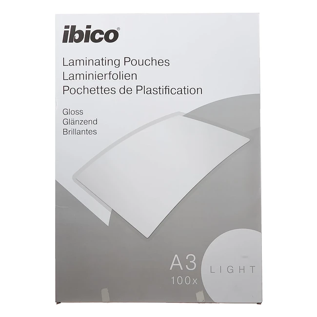 ibico basics A3 laminating pouches - pack of 100 - gloss finish - crystal clear