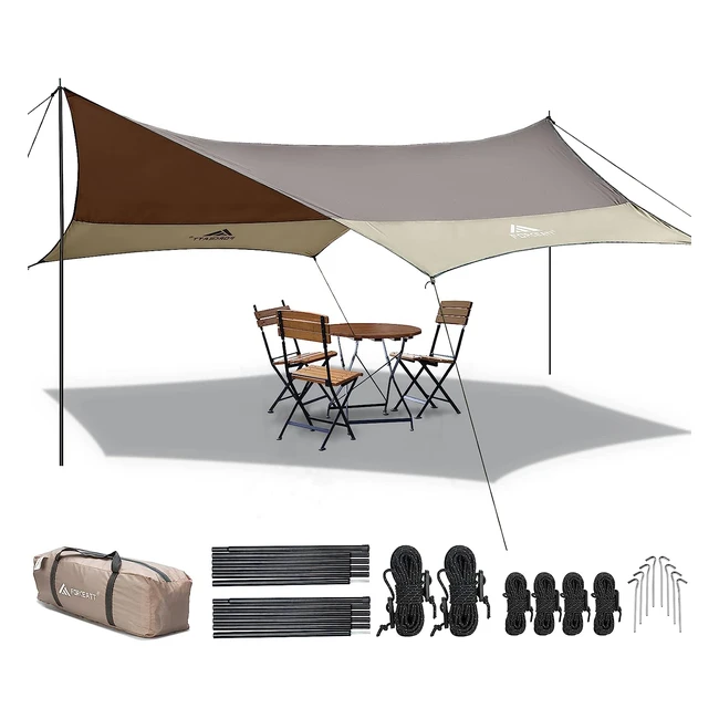 Bâche imperméable camping Forceatt Rain Tarp 37 43m avec 6 points de cerclage - Idéale pour tente et hamac