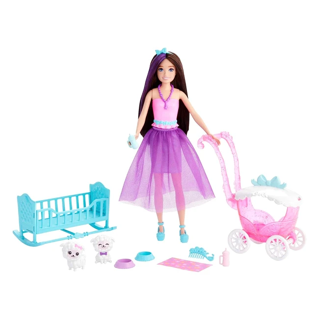 Barbie Skipper Doll  Nurturing Playset - Brunette Baby Lambs Stroller Crib 