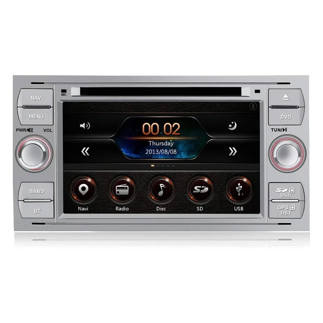 Radio Coche Awesafe 7 Pulgadas Ford Bluetooth GPS FM CD DVD USB SD Mandos Volante Mirrorlink Plata