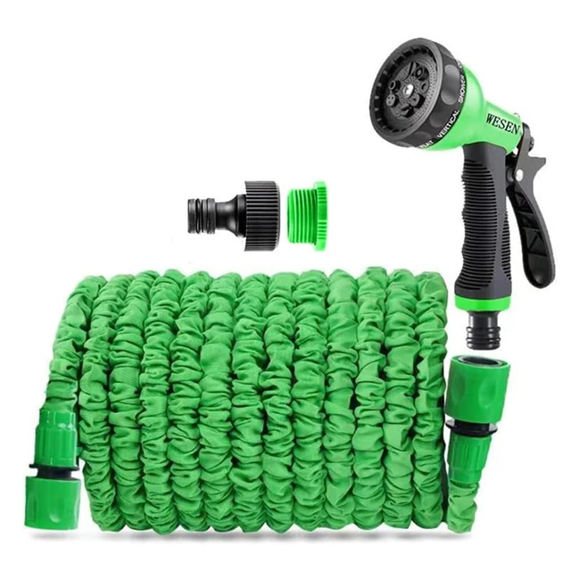Tuyau d'arrosage extensible Wesen 75m-15m-30m-37.5m-45m-60m avec connecteurs 1/2 et 3/4 et pistolet de pulvérisation