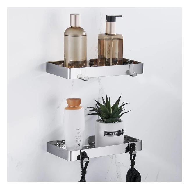 Estantería Ducha Sin Taladros - Dufu | Acero Inoxidable | 2 Piezas Plata