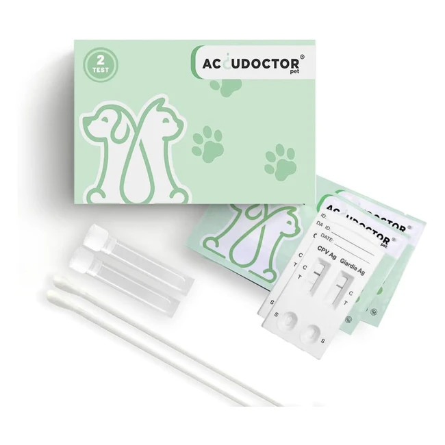 2x Test Accudoctor Canine Parvovirus CPV AG Giardia AG - Test Rapide Animaux Dom