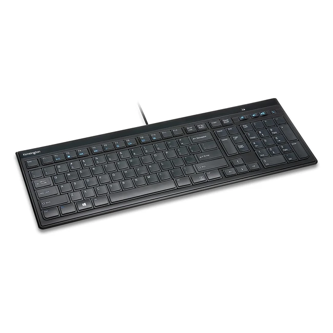 Kensington Wired Keyboard Advancefit - Slim, Quiet, USB - Windows Compatible