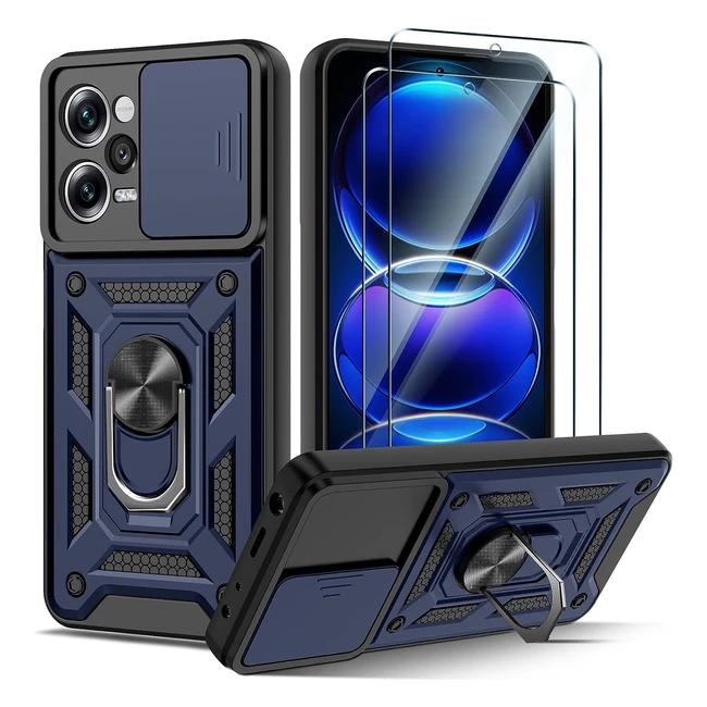 Coque Xiaomi Redmi Note 12 Pro avec 2 verre trempé et lentille coulissante